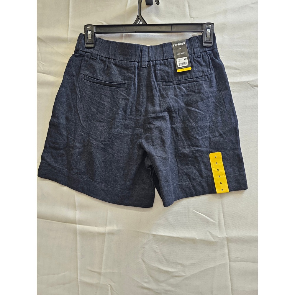 Express Linen Blend Pleated Shorts Black High Waisted EX008242‎ Womens 8 NWT